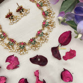 Vriksham Elegant Lotus With Pearl Short Neckpiece-G20425